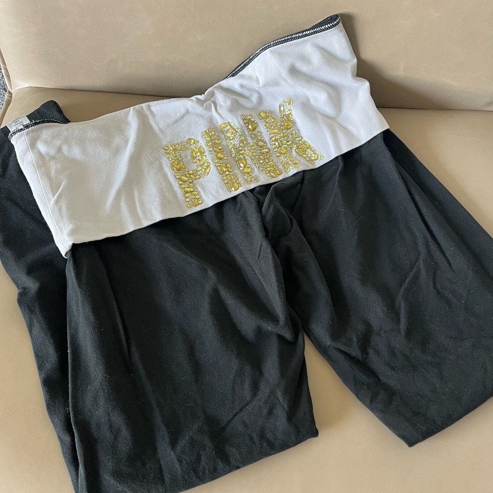 Jeweled Victoria’s Secret Fold-over Yoga Pants.